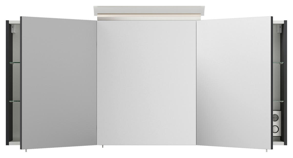 SPIEGELSCHRANK 140/62/17 cm  - Graphitfarben, MODERN, Glas/Holzwerkstoff (140/62/17cm) - MID.YOU