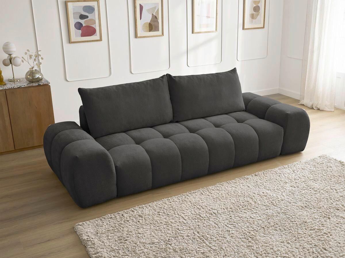 3-SITZER-SOFA EVEREST Struktur Schwarz  - Schwarz, MODERN, Kunststoff/Textil (278/90/115cm)