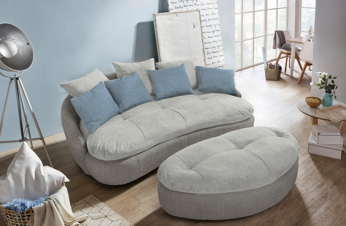 ÓRIÁS KANAPÉ textil szürke  - fekete/kék, Basics, műanyag/textil (238/80/143cm) - Welnova