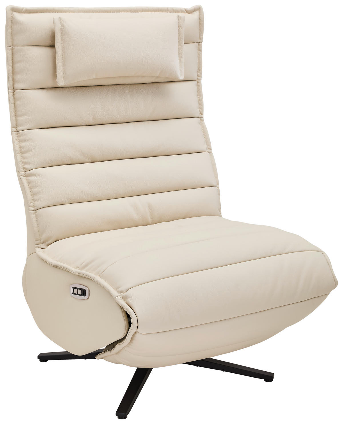 RELAXSESSEL Lederlook Echtleder Relaxfunktion, Fußteilverstellung, Nackenkissen    - Beige/Schwarz, Design, Leder/Textil (68/108/84cm) - Stylife