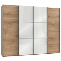SCHWEBETÜRENSCHRANK in Weiss, Eichefarben  - Chromfarben/Weiss, Modern, Holzwerkstoff (300/236/65cm) - MID.YOU