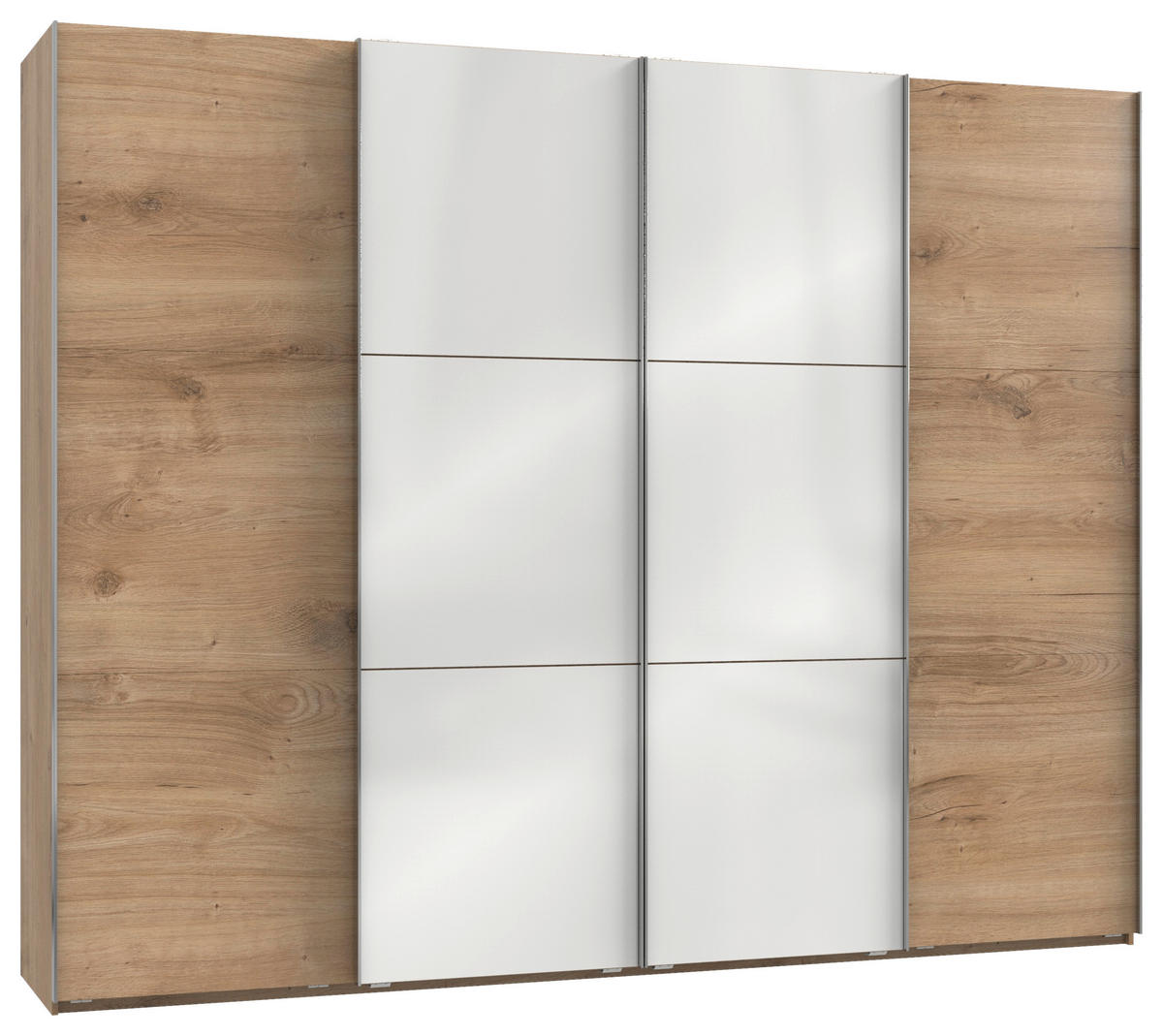 SCHWEBETÜRENSCHRANK in Weiss, Eichefarben  - Chromfarben/Weiss, Modern, Holzwerkstoff (300/236/65cm) - MID.YOU