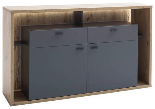 SIDEBOARD 156/91/40 cm  - grå/ekfärgad, Design, metall/trämaterial (156/91/40cm) - MID.YOU
