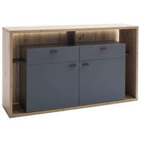 SIDEBOARD 156/91/40 cm  - grå/ekfärgad, Design, metall/trämaterial (156/91/40cm) - MID.YOU