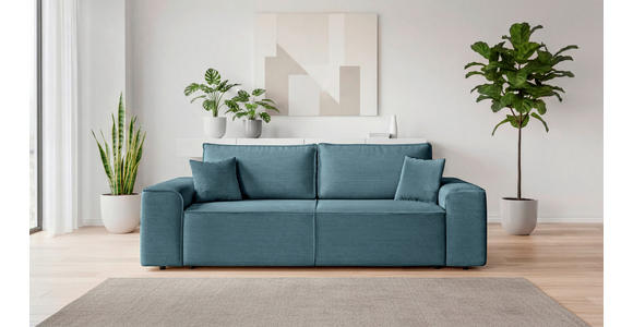 SCHLAFSOFA  mit Rücken echt, Armteil links, Armteil rechts Cord Blau  - Blau/Schwarz, Design, Kunststoff/Textil (261/95/108cm) - Xora