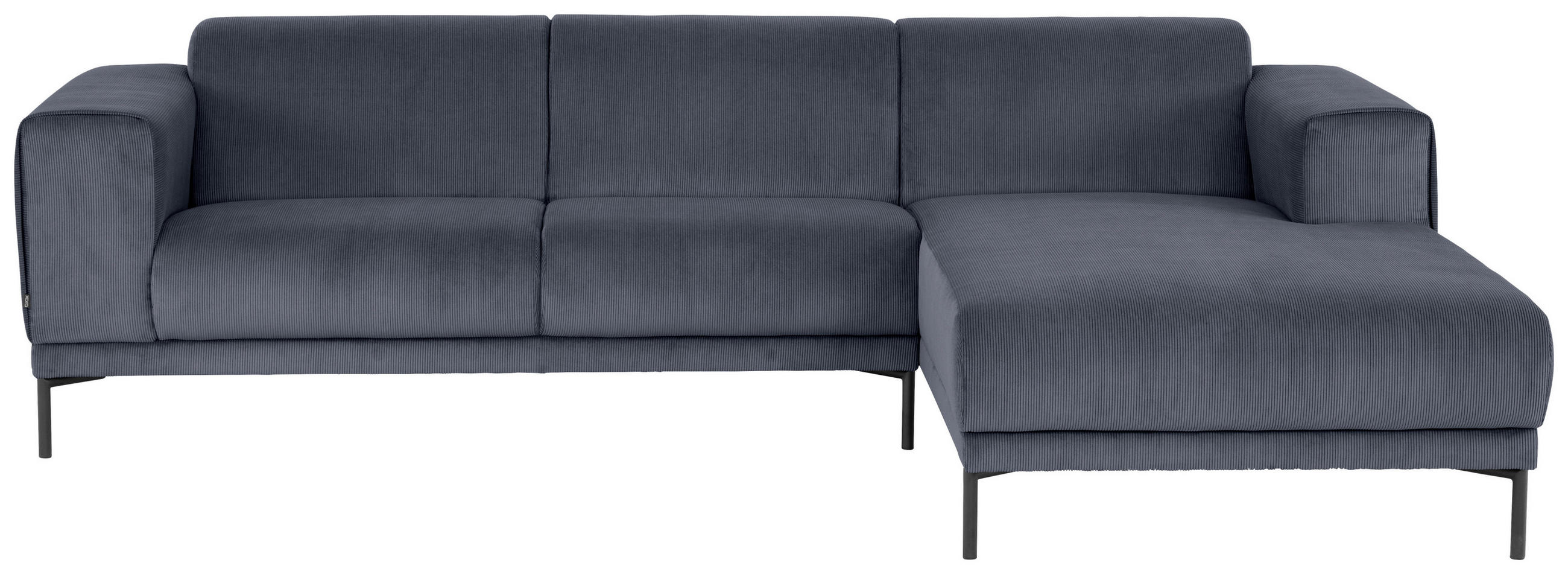 ECKSOFA ERNO in Cord Graublau  262/183 cm  - Graublau/Schwarz, Design, Textil/Metall (262/183cm) - MID.YOU