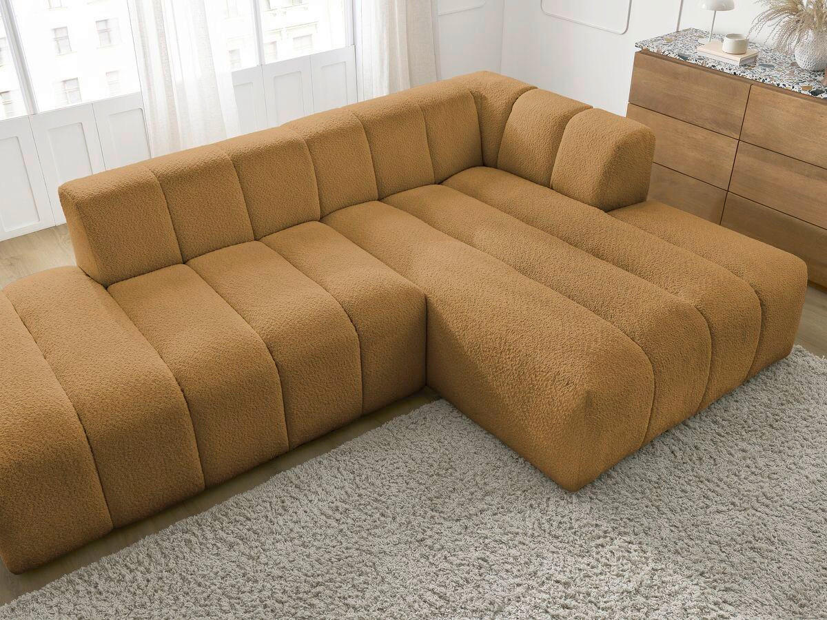 ECKSOFA  ANNECY Gelb Bouclé  - Gelb/Schwarz, MODERN, Kunststoff/Textil (262/170cm)