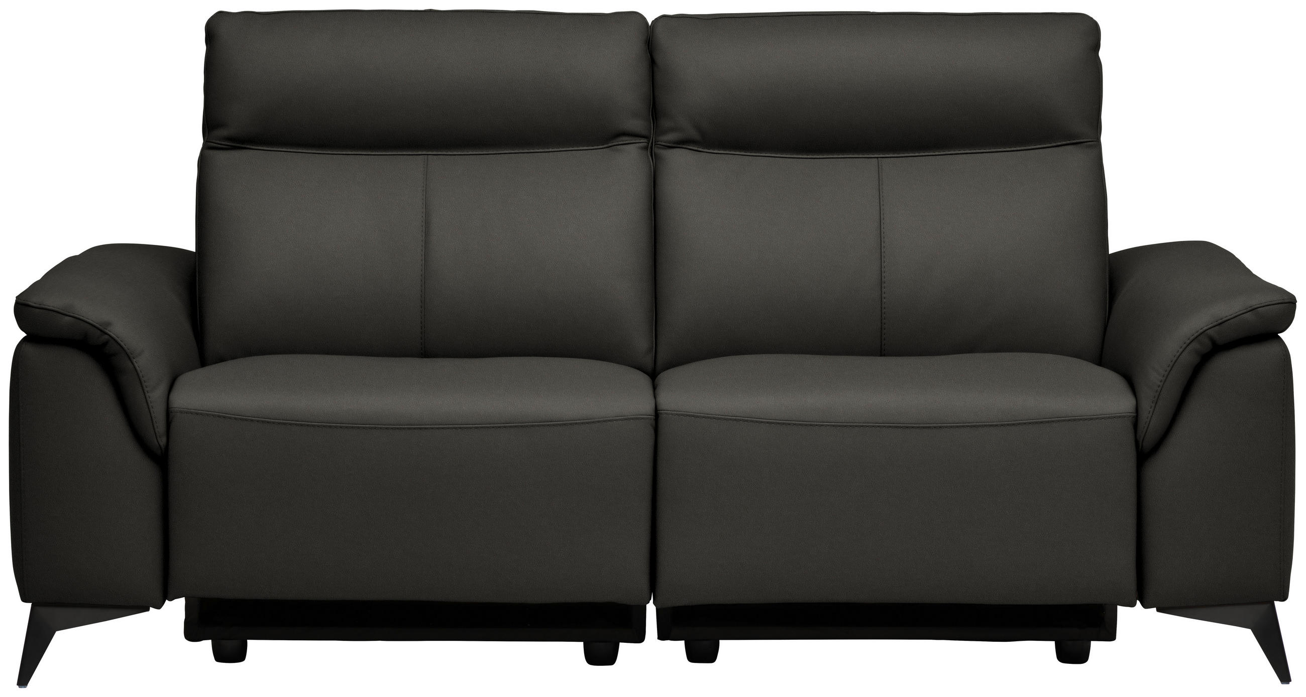 3-SITZER-SOFA Echtleder Mokka  - Schwarz/Mokka, Design, Leder/Metall (207/107/98cm) - Belluti