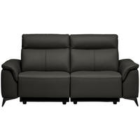 3-SITZER-SOFA Echtleder Mokka  - Schwarz/Mokka, Design, Leder/Metall (207/107/98cm) - Belluti