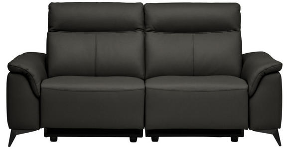 3-SITZER-SOFA  in Echtleder Mokka   - Schwarz/Mokka, Design, Leder/Metall (207/107/98cm) - Belluti