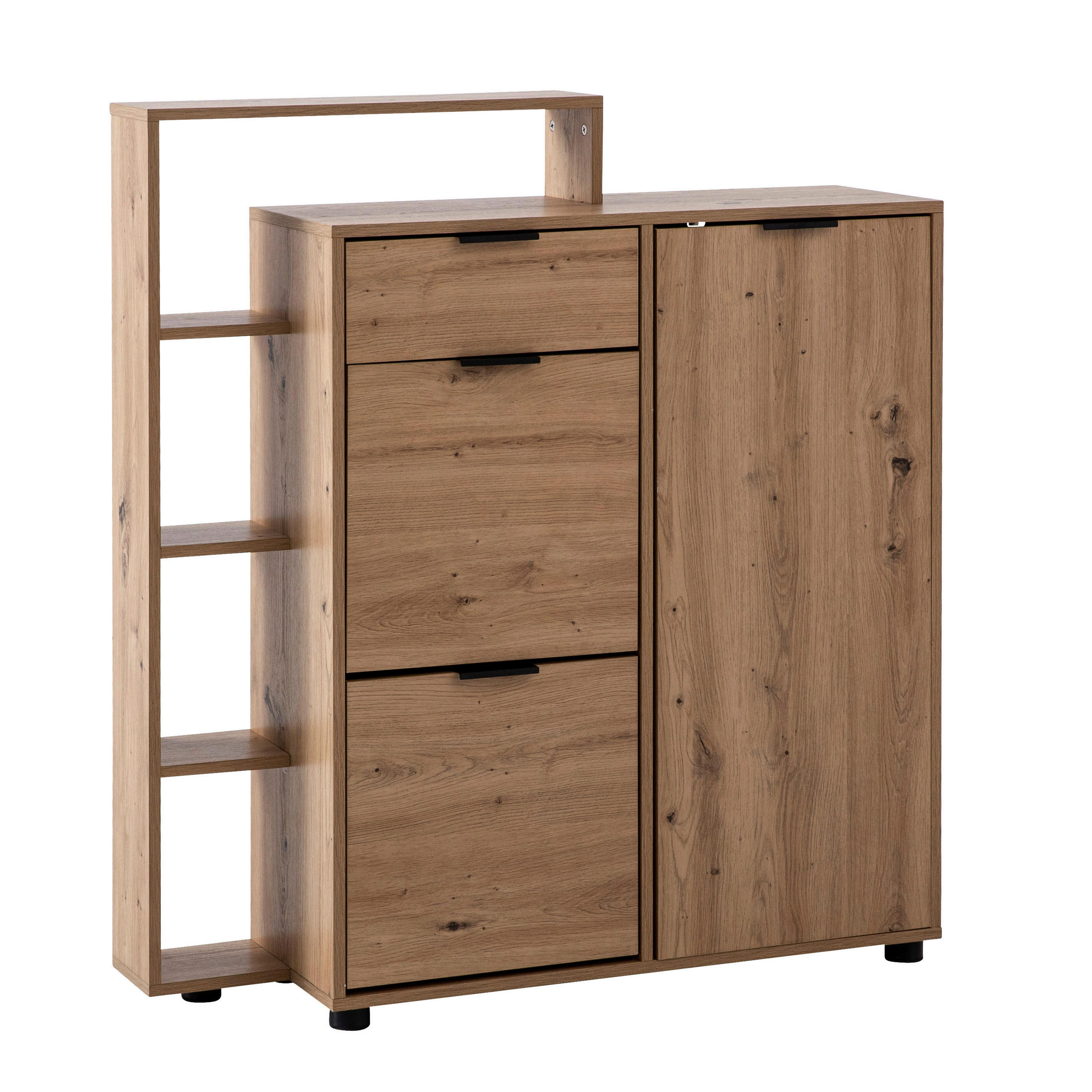 SCHUHSCHRANK 98/110/30 cm  - Eichefarben/Schwarz, Design, Holzwerkstoff/Kunststoff (98/110/30cm) - MID.YOU