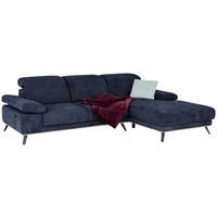 ECKSOFA in Struktur Dunkelblau  - Schwarz/Dunkelblau, Modern, Textil/Metall (283/194cm) - MID.YOU