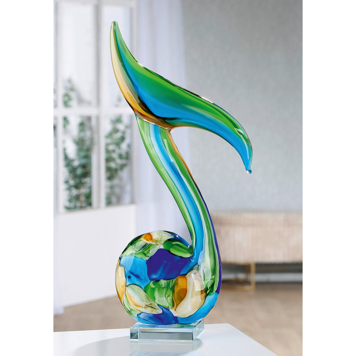 SKULPTUR - Blau/Braun, Basics, Glas (23/50/10cm)