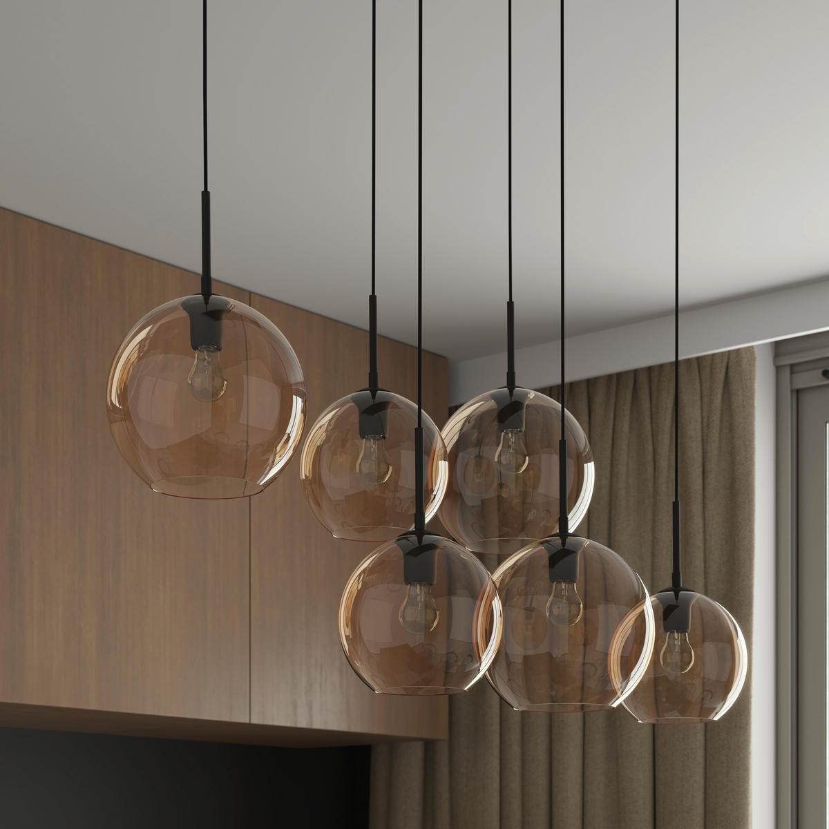 HÄNGELEUCHTE Amelie 97,5/42,5/150 cm   - Bernsteinfarben, Basics, Glas/Metall (97,5/42,5/150cm) - Novel