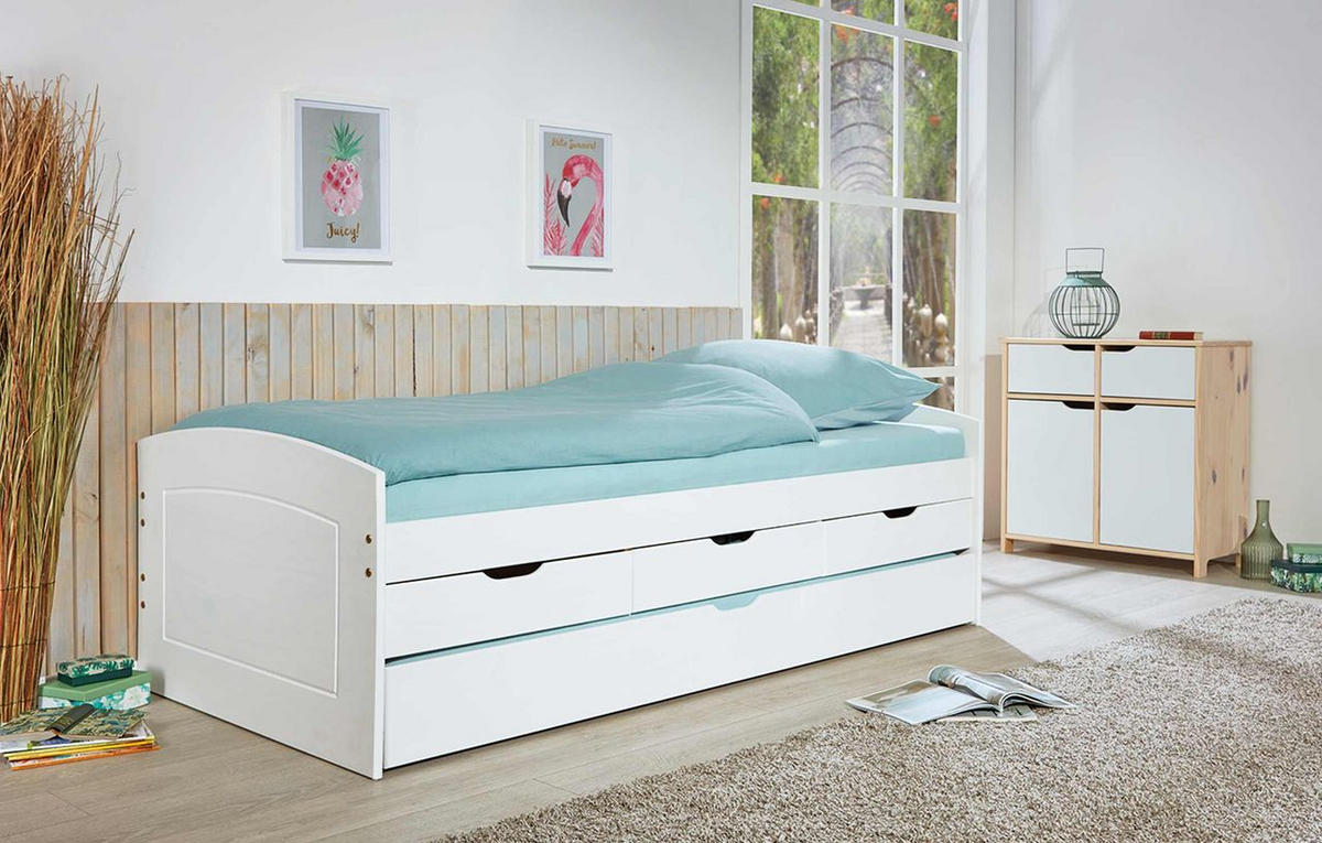 KREVET    205/63/98 cm  bela  - bela, Moderno, drvo (205/63/98cm) - Carryhome