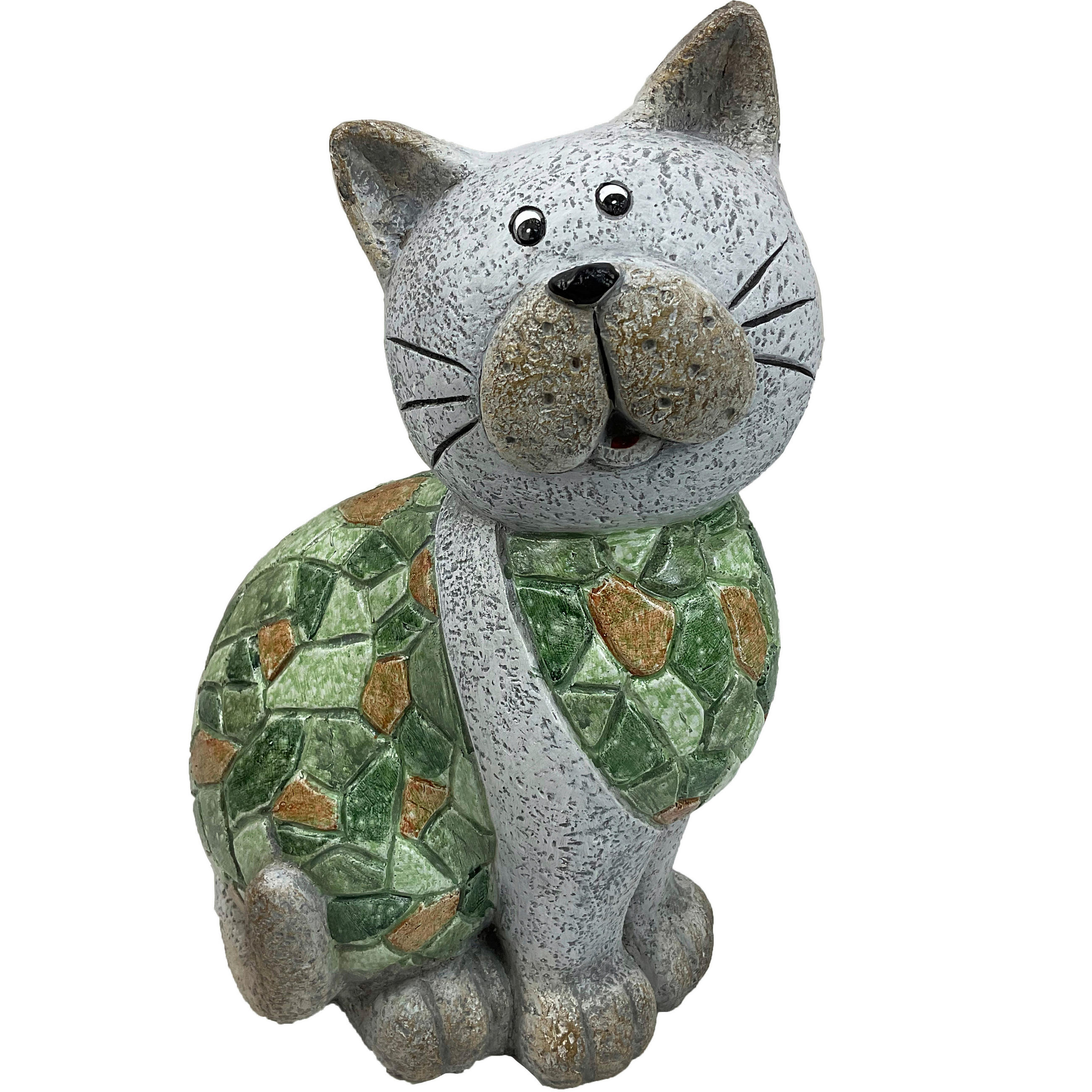 PISICĂ DECORATIVĂ - maro/verde, Lifestyle, piatră (20,5/33/17,5cm)