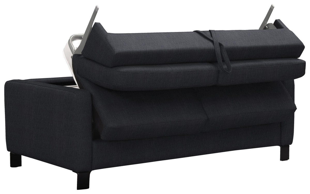 SCHLAFSOFA in Textil, Leder Schwarz  - Schwarz, Konventionell, Leder/Textil (190/87/100cm) - Celina Home