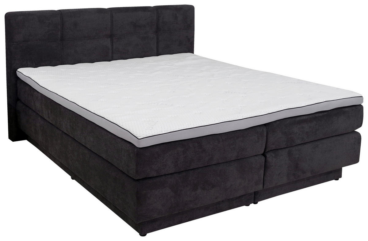 BOXSPRINGBETT 180/200 cm  in Anthrazit  - Anthrazit/Schwarz, KONVENTIONELL, Kunststoff/Textil (180/200cm) - Carryhome