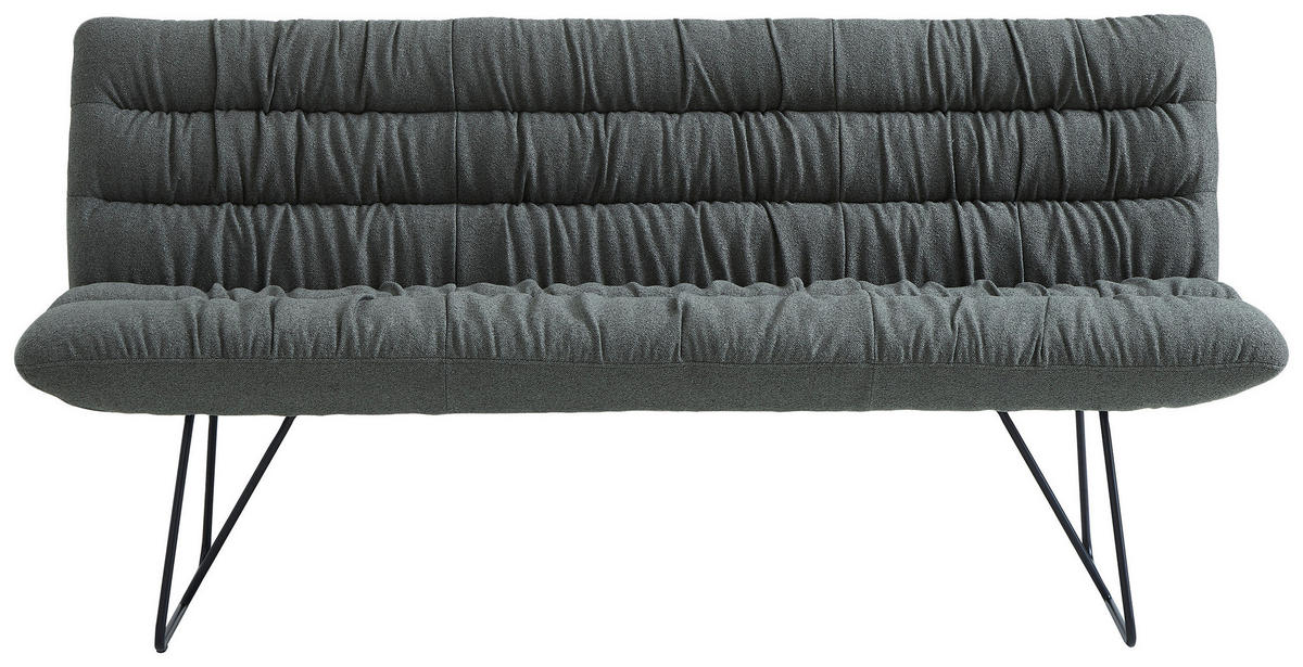 SITZBANK 182/88/66 cm Leinenoptik Grün, Schwarz  - Schwarz/Grün, Design, Textil/Metall (182/88/66cm) - Dieter Knoll