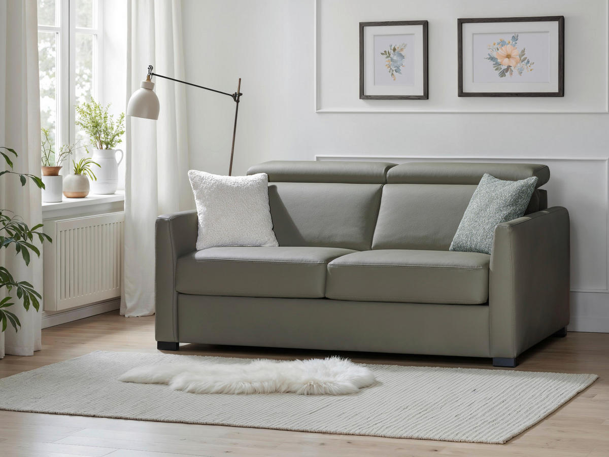 SCHLAFSOFA  mit Bettkasten erhältlich, Bettfunktion erhältlich, Rücken echt, Armteil links, Armteil rechts Flachgewebe Khaki  - Khaki/Schwarz, Design, Holz/Textil (184/85/97cm) - Novel