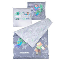 BETTWÄSCHE MINECRAFT Wendebettwäsche Flachgewebe 135/200 cm  - Dunkelgrau/Hellgrau, Trend, Textil (135/200cm) - Minecraft