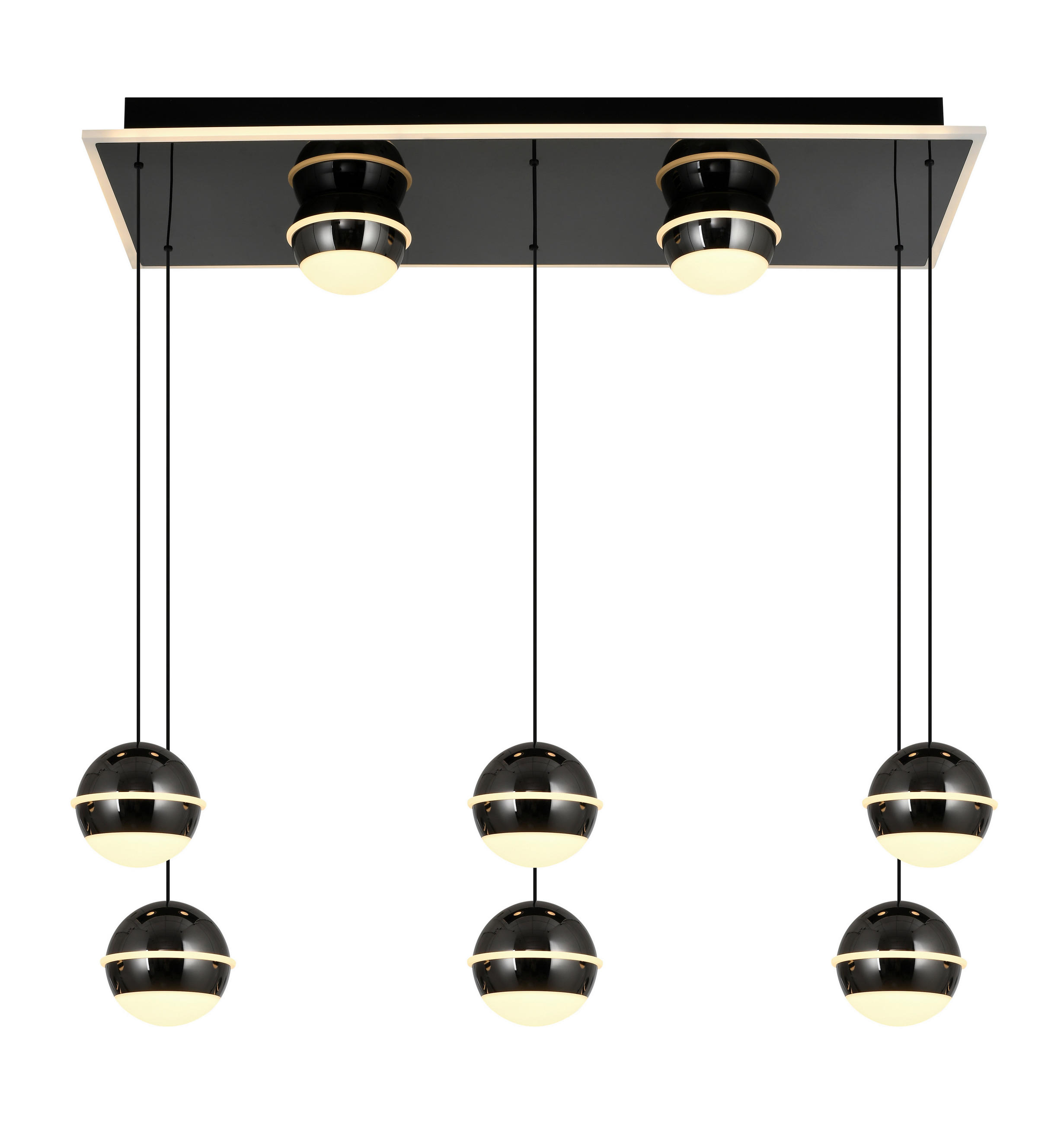 LED-HÄNGELEUCHTE Biarritz 75/150/30 cm  - Schwarzchrom, Design, Kunststoff/Metall (75/150/30cm)