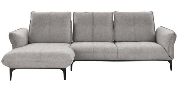 ECKSOFA in Webstoff Graubraun  - Graubraun/Schwarz, Natur, Textil (182/277cm) - Valnatura