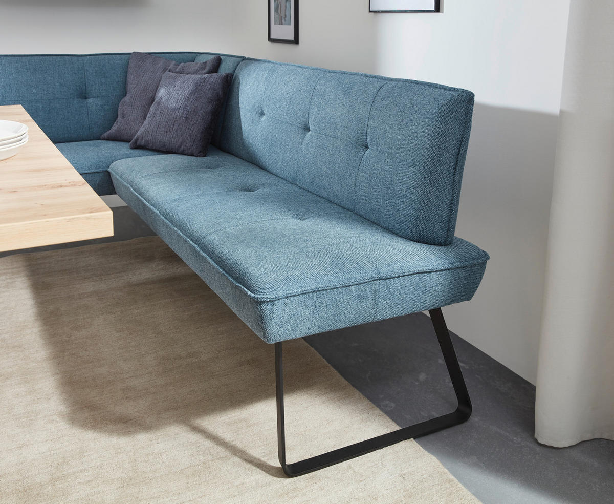ECKBANK 169/157 cm Flachgewebe Blau, Schwarz Metall   - Blau/Schwarz, Design, Textil/Metall (169/157cm) - Dieter Knoll