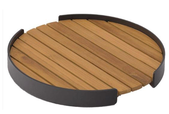 TABLETT Holz, Metall Teakholz  - Graphitfarben/Teakfarben, Design, Holz/Metall (45/5cm) - Zebra 