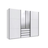 SCHWEBETÜRENSCHRANK 300/236/65 cm 2+2-türig Silberfarben, Weiß  - Chromfarben/Silberfarben, MODERN, Holzwerkstoff/Metall (300/236/65cm) - P & B