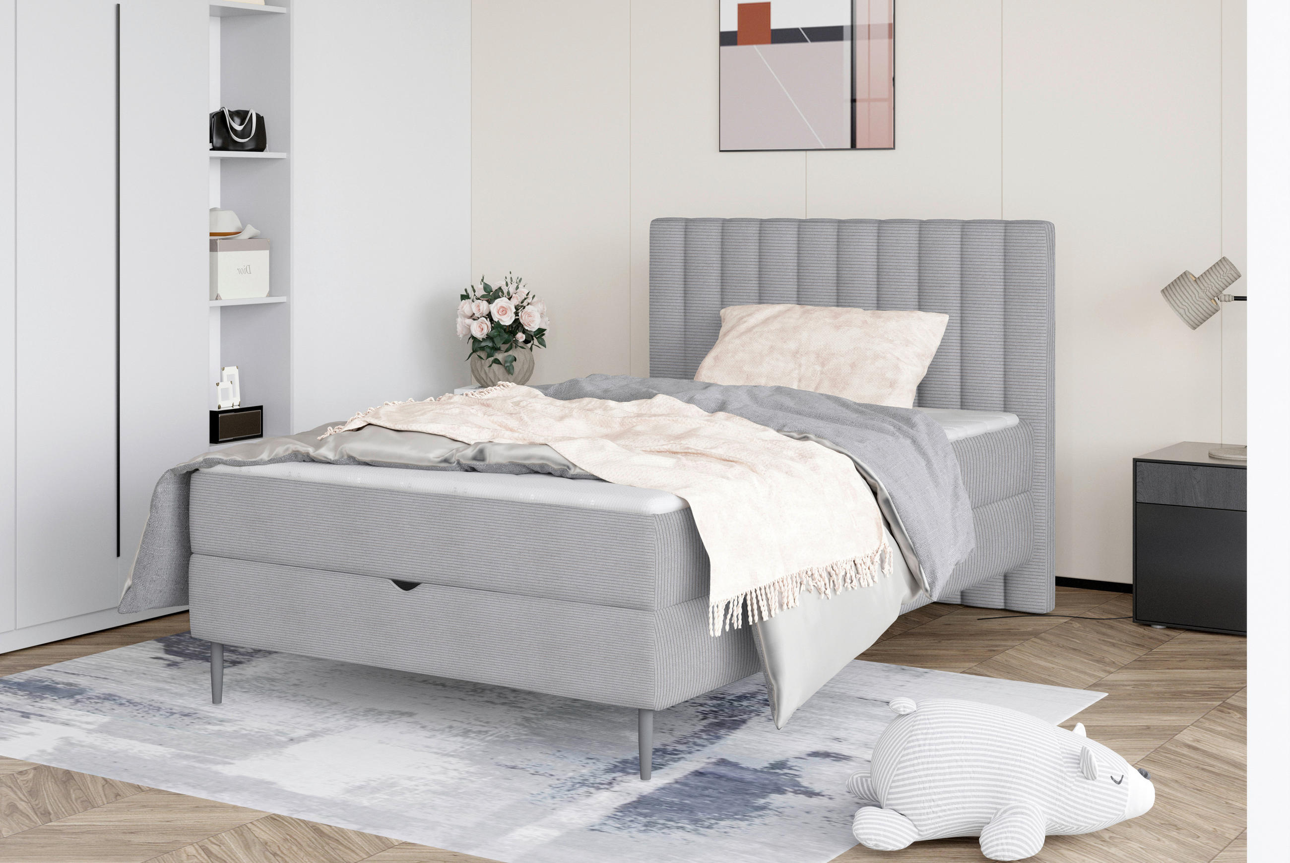 BOXBETT 120/200 cm  in Grau  - Schwarz/Grau, Design, Holz/Holzwerkstoff (120/200cm) - Stylife