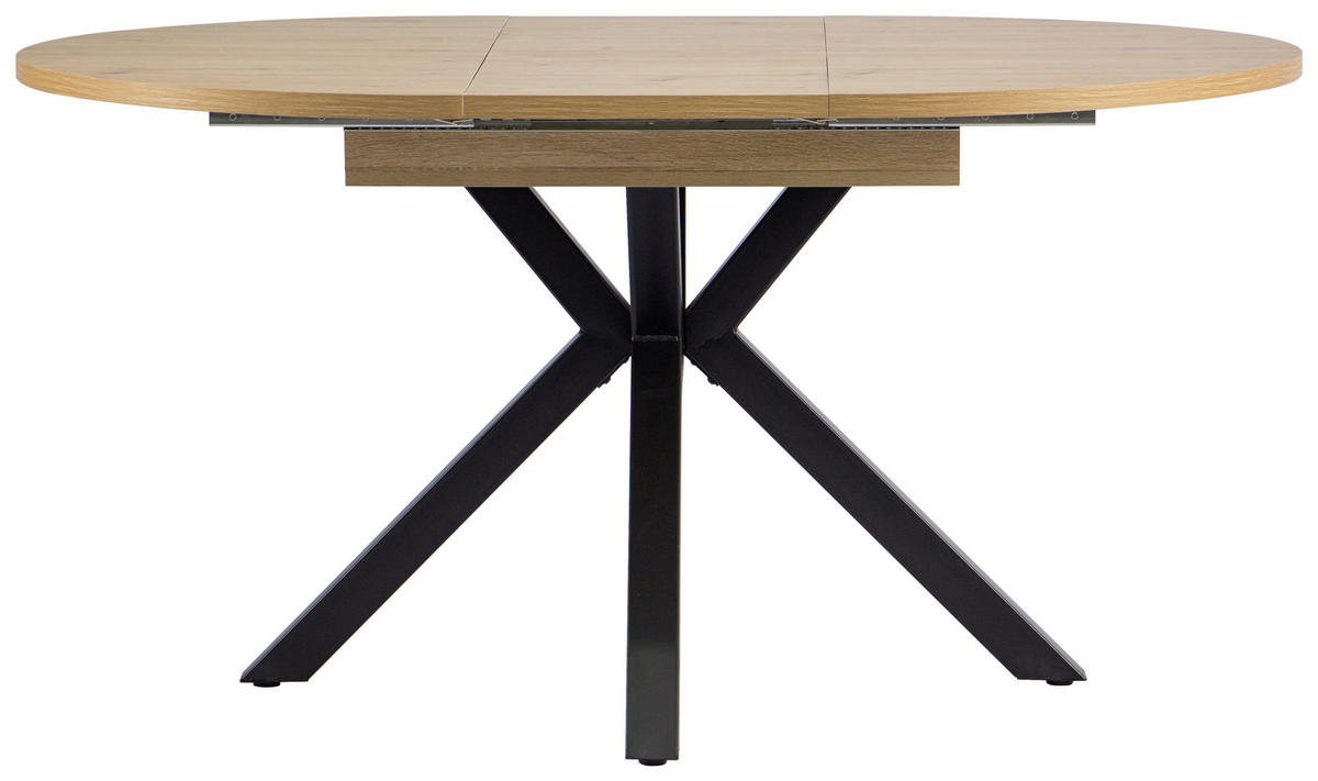 AUSZIEHTISCH Eiche Artisan, Schwarz rund  ausziehbar  - Schwarz/Eiche Artisan, KONVENTIONELL, Holzwerkstoff/Metall (110-150/76/110cm) - MID.YOU