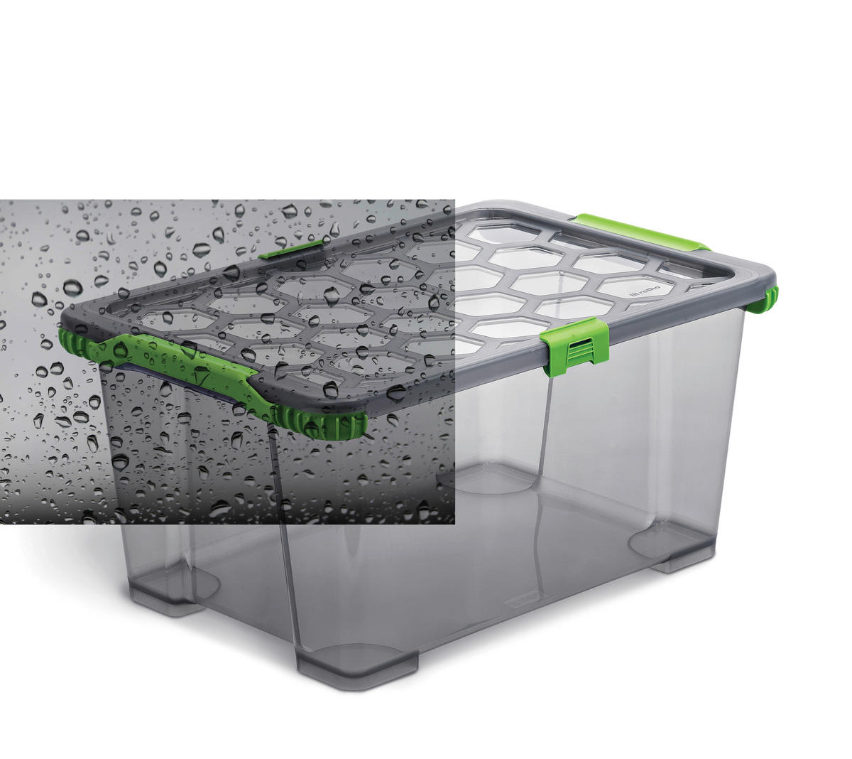 BOX MIT DECKEL EVO SAFE  - Anthrazit/Grün, Basics, Kunststoff (59/39,5/28cm) - Rotho