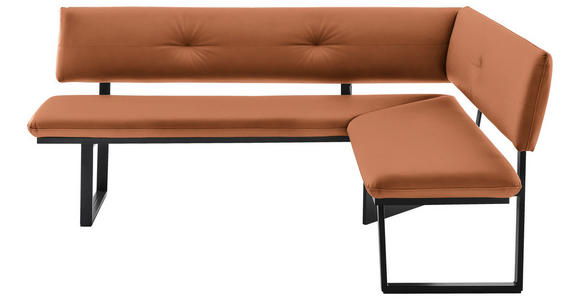 ECKBANK 190/150 cm in Schwarz, Cognac - Cognac/Schwarz, MODERN, Textil/Metall (190/150cm) - Cantus