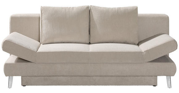 SCHLAFSOFA in Cord Naturfarben  - Chromfarben/Naturfarben, Design, Textil/Metall (200/85/90cm) - Xora