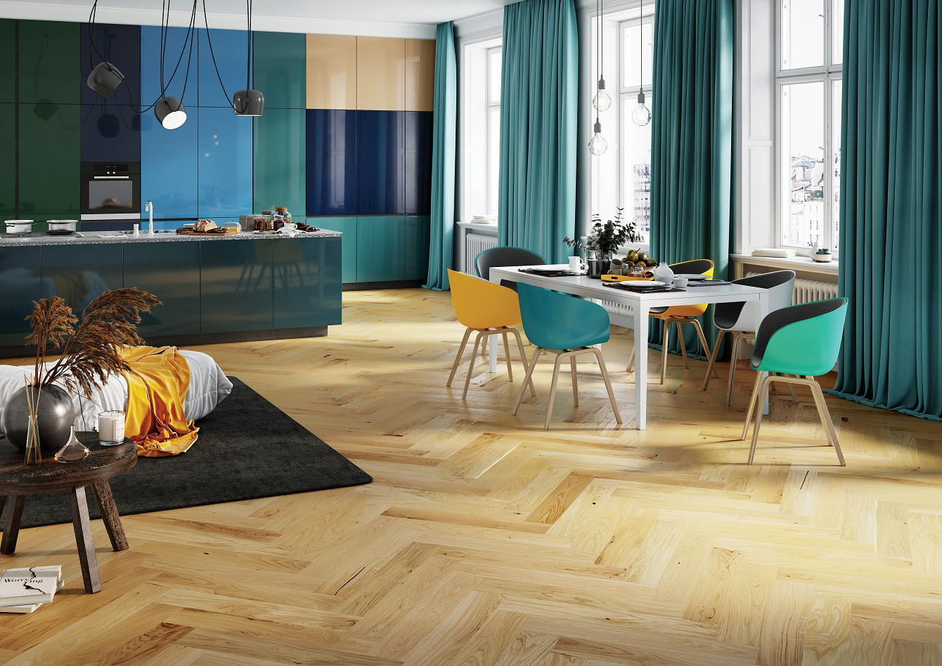 FISCHGRÄT Eiche Caramel  per  m² - Eichefarben, Design, Holz (72,5/13/1,4cm) - Ambiente