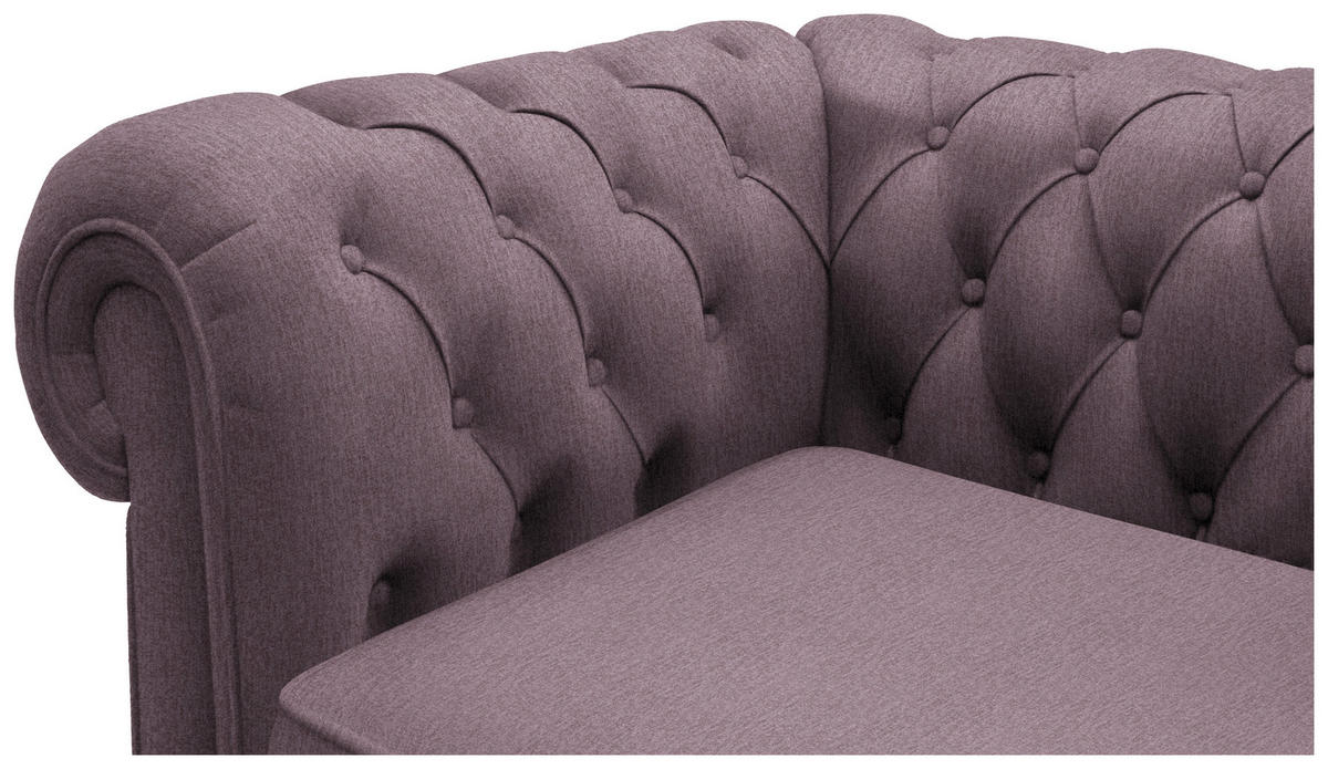 CHESTERFIELD-SOFA in Webstoff Mauve  - Wengefarben/Mauve, Lifestyle, Holz/Textil (206/76,5/96cm) - Landscape