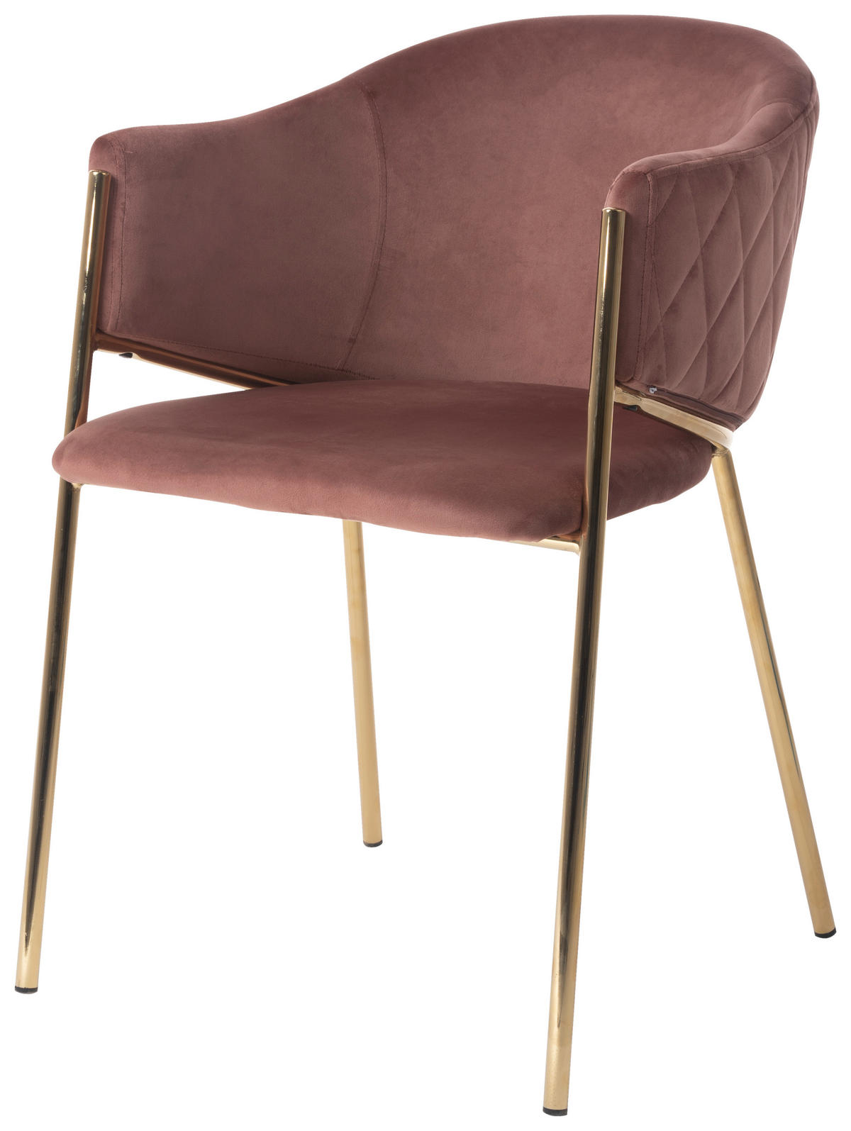 STOL MED ARMSTÖD sammet  - guldfärgad/rosa, Design, metall/textil (60/79/54cm) - Ambia Home