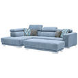 ECKSOFA  in Mikrofaser Hellblau  207/301 cm  - Chromfarben/Hellblau, Design, Textil/Metall (207/301cm) - Xora