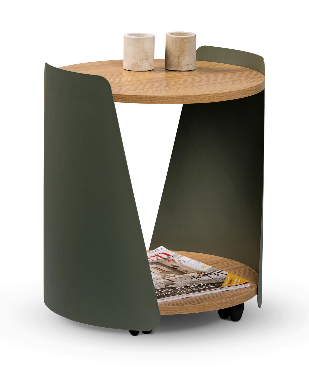 COUCHTISCH 40/40/48 cm rund Grün, Eichefarben  - Eichefarben/Grün, Design, Holzwerkstoff/Metall (40/40/48cm) - Xora