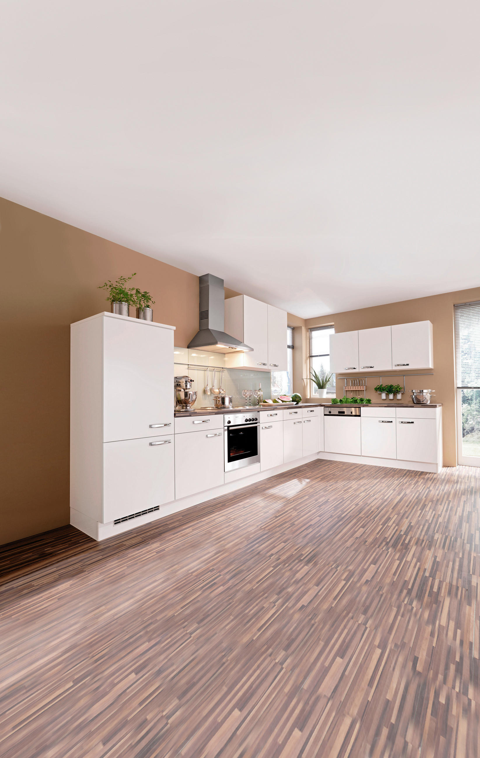 ROHOVÁ KUCHYNĚ SILVIO 395 - magnolie, Design, kompozitní dřevo (395/225cm) - Celina