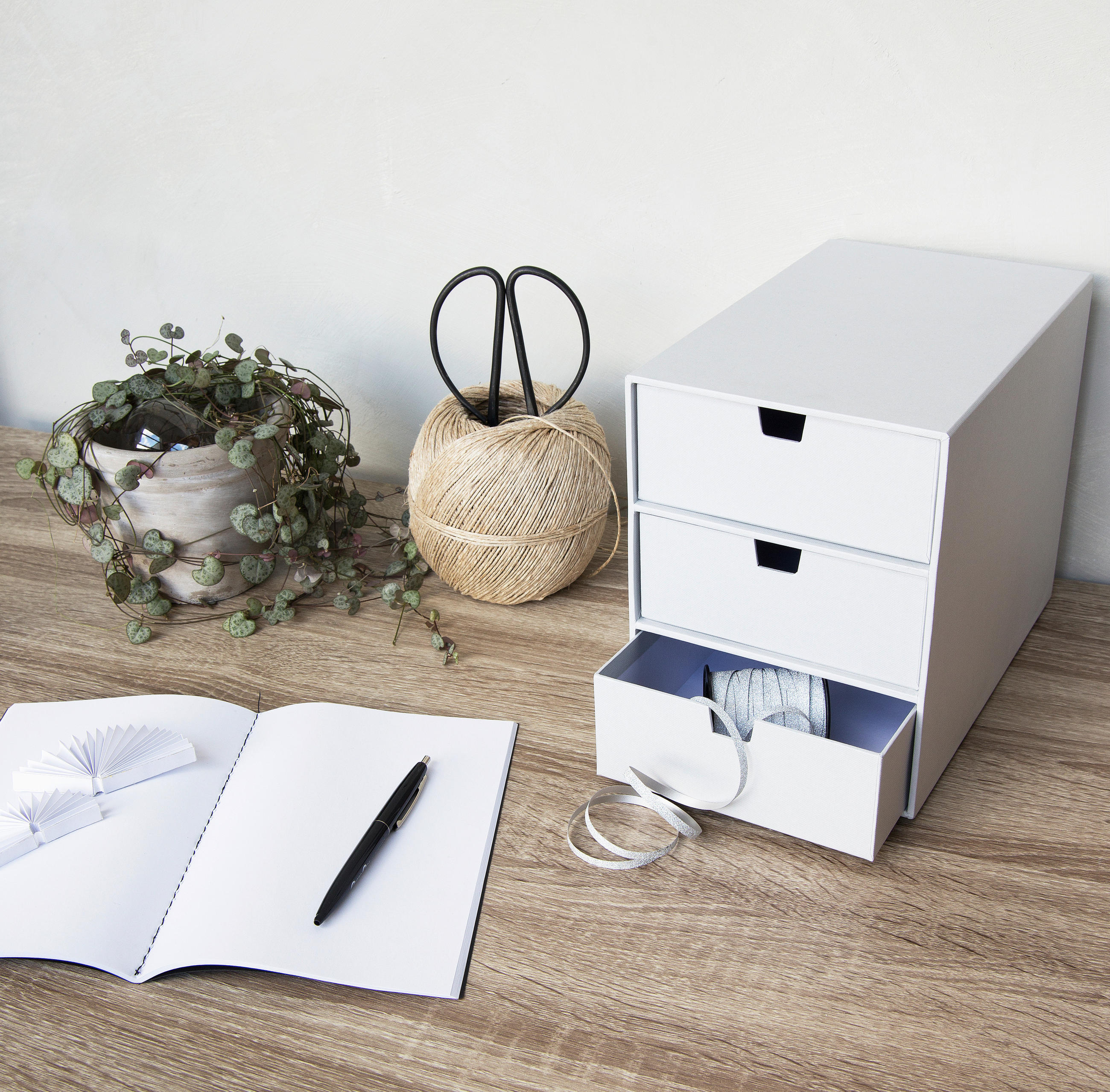 SCHUBLADENBOX     - Weiß, Basics, Karton/Papier (16/25,2/20,5cm)