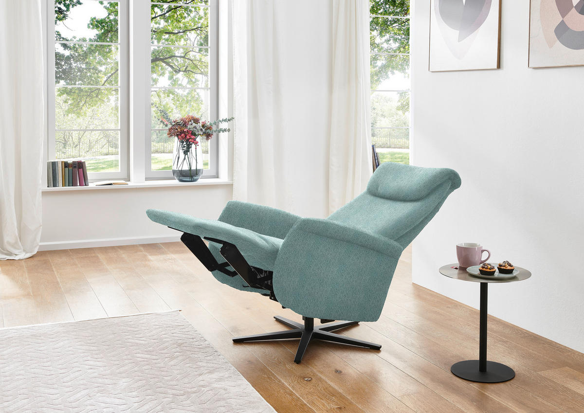 RELAXSESSEL in Textil Salbeigrün  - Salbeigrün/Schwarz, Design, Textil/Metall (77/115/89cm) - Pure Home Comfort
