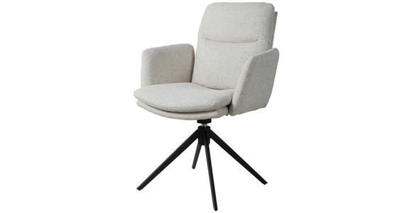 ARMLEHNSTUHL in Eisen Webstoff - Beige/Schwarz, Design, Textil/Metall (62/88/64cm) - Novel