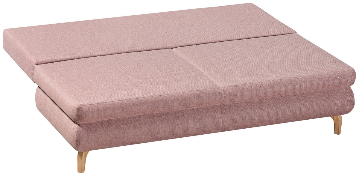 SCHLAFSOFA in Flachgewebe Rosa  - Eichefarben/Dunkelrosa, Design, Holz/Textil (200/91/92cm) - Novel