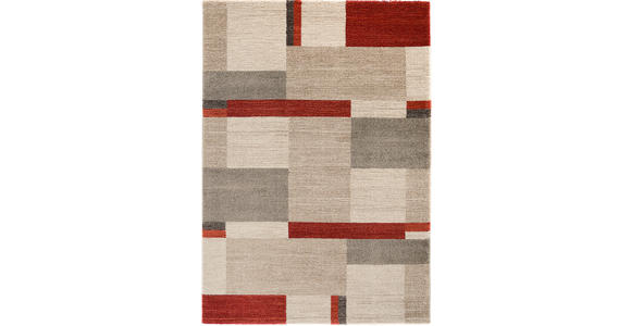 WEBTEPPICH 65/130 cm Palazzo Bloc Braun, Rot, Beige - Beige/Rot, KONVENTIONELL, Textil (65/130cm) - Novel