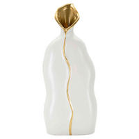 VASE  - Goldfarben/Weiß, Basics, Keramik (16/40/8cm)