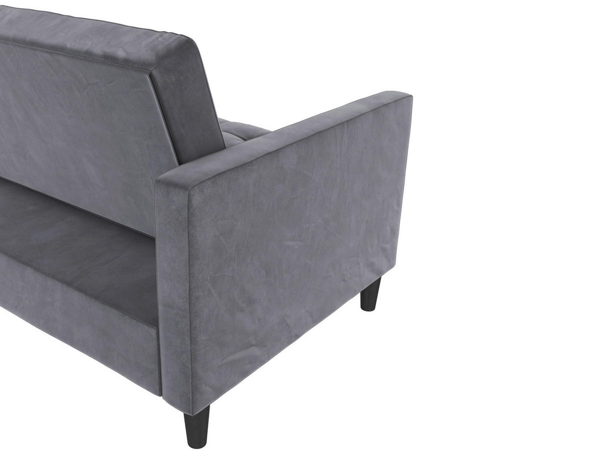 ECKSOFA PALERMO in Velours Anthrazit  - Anthrazit/Schwarz, Basics, Kunststoff/Textil (213/154cm) - Livetastic