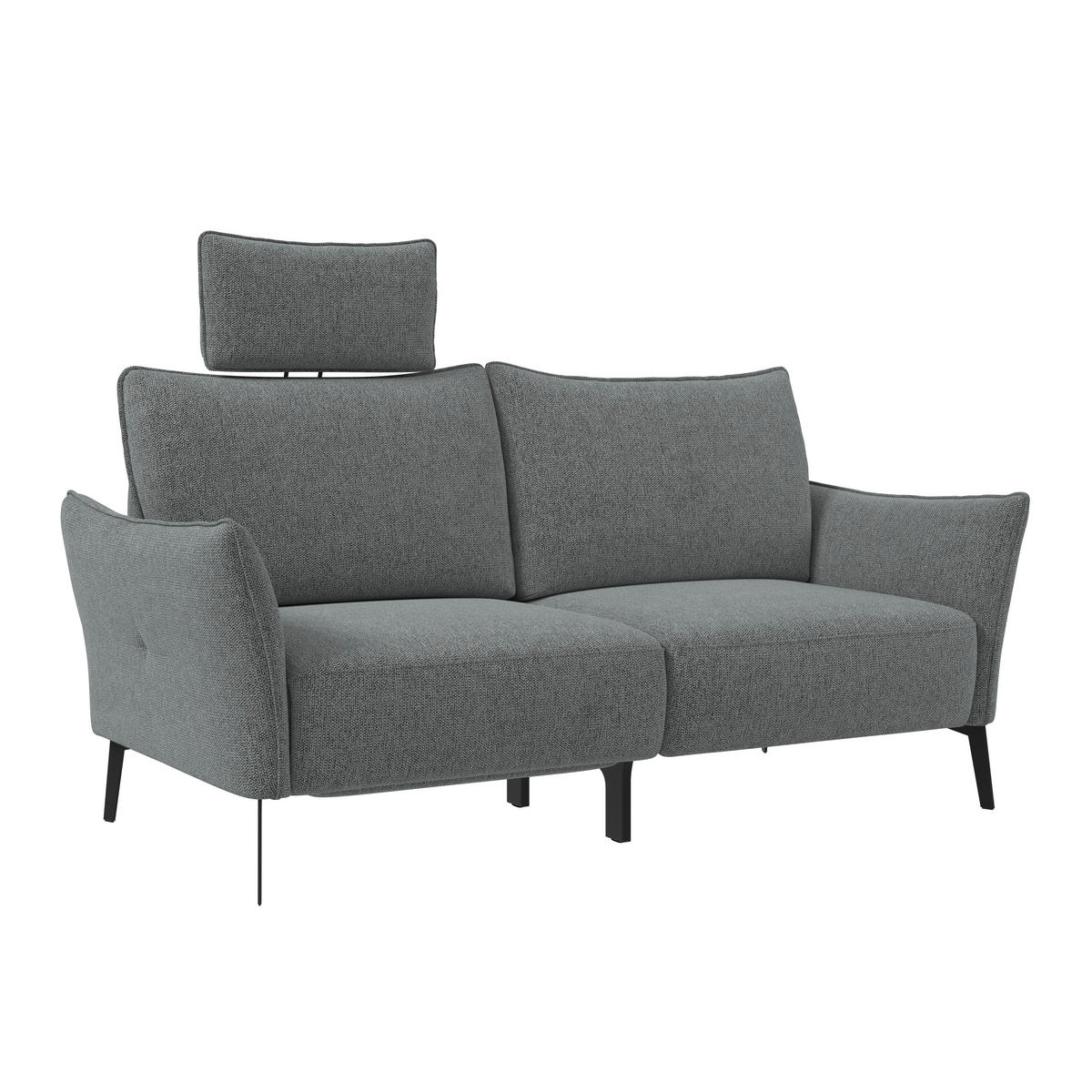 3-SITZER-SOFA Chenille Dunkelgrau  - Dunkelgrau/Schwarz, Konventionell, Textil/Metall (184/90/92cm) - Elegando