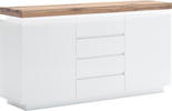 SIDEBOARD Weiß, Eichefarben Beleuchtung, Fernbedienung  - Eichefarben/Weiß, Design, Holz/Holzwerkstoff (150/81/40cm)